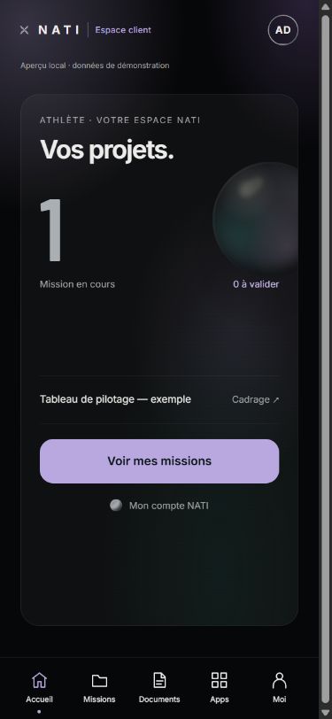 Écran mobile corrigé de l’espace client NATI